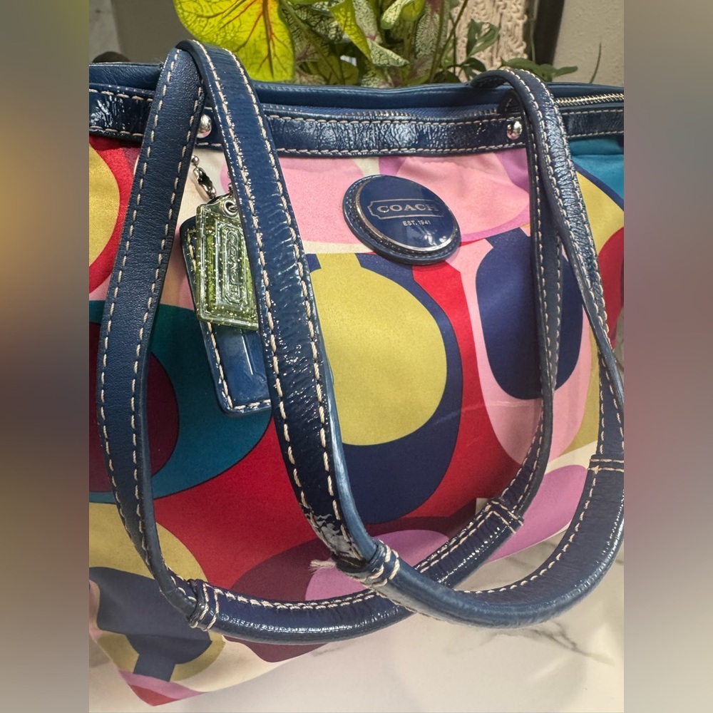 Coach Signature Scarf Print Multicolor Satin Bag Bundle (3) #F15183 - Picture 7 of 12